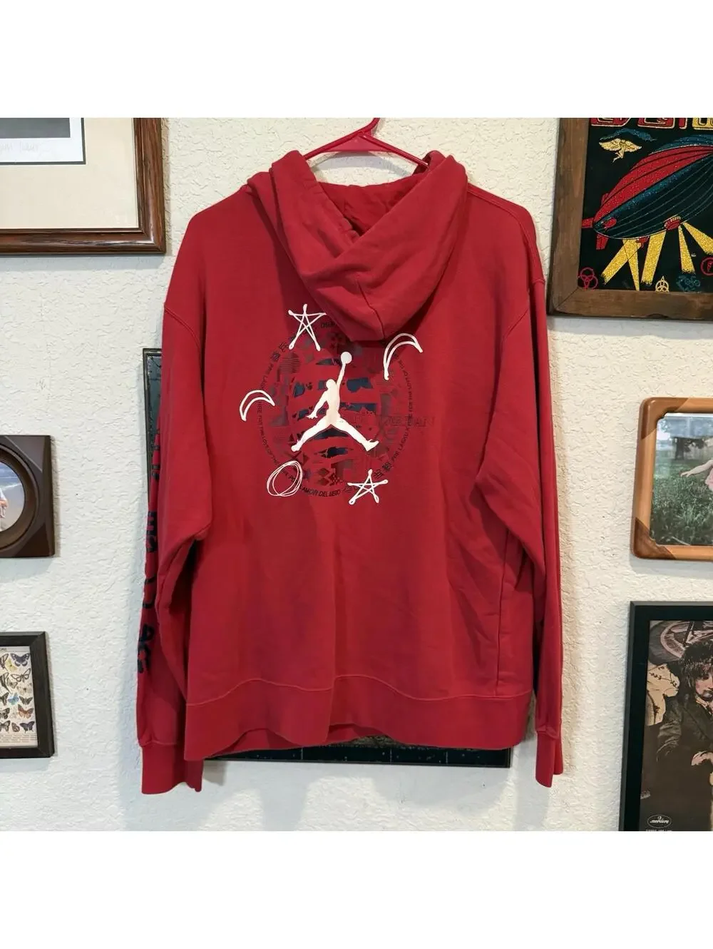 Nike‎ Air Jordan Legacy FIBA RARE Red Basketball Hoodie Men's Size Medium